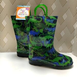 Dinosaur Light-Up Rain Boots - Green and Blue